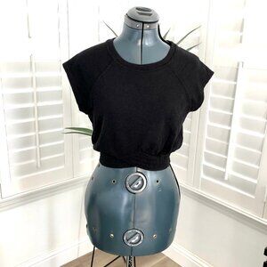 Sporty Cross Hem Crop Top by Bobi Los Angeles, Black Size XS